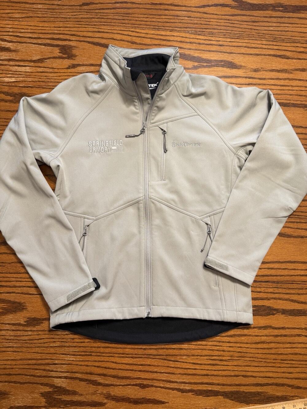 Kryptek Springfield Armory Mens S Gray Softshell Full Zip Tactical Jacket Logo